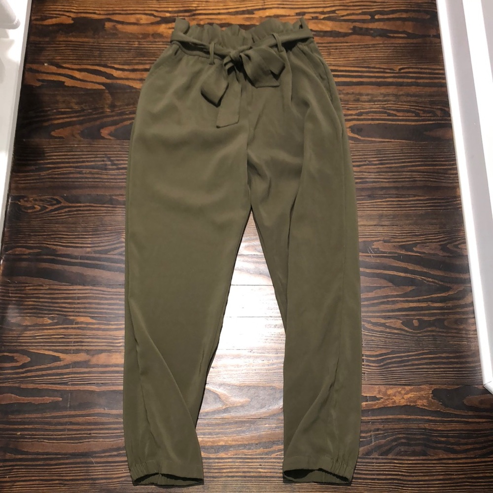 High waist tie dress pants